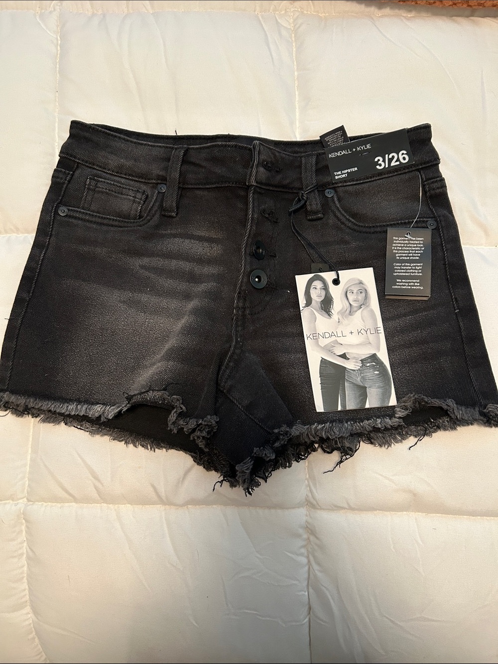 Kendall & Kylie Black Distressed Hipster short